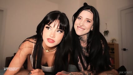 Goth Lesbians Share POV Threesome Action