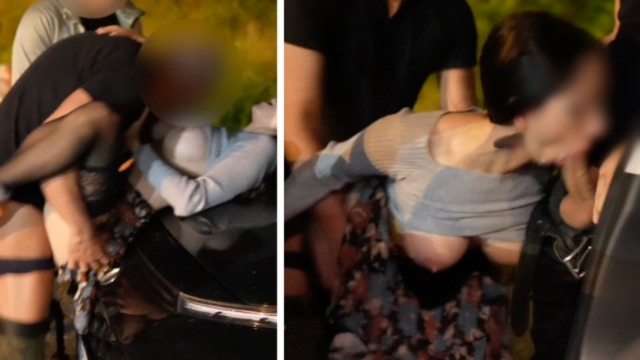 Lesbian Car Gang Bang With Strap-Ons