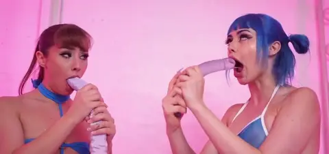 Two Lesbians Use Toys and Spitting in Intimate Scene