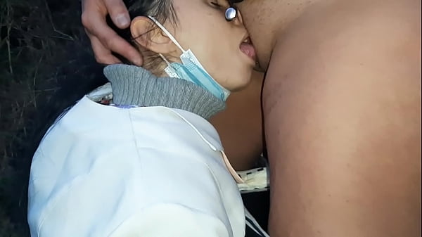 Lesbian Nurses Share Oral Cumshot In Public