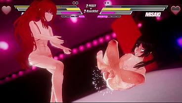 Lesbians Wrestling and Kissing in Competitive Match