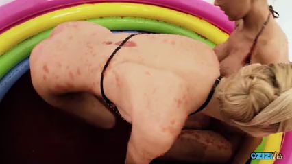 Lesbians Rub Clits In Red Jello Pool
