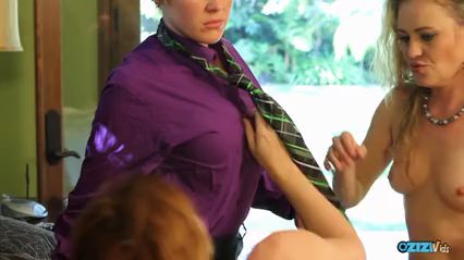 Blonde Joins Business Ladies for Lesbian Threesome